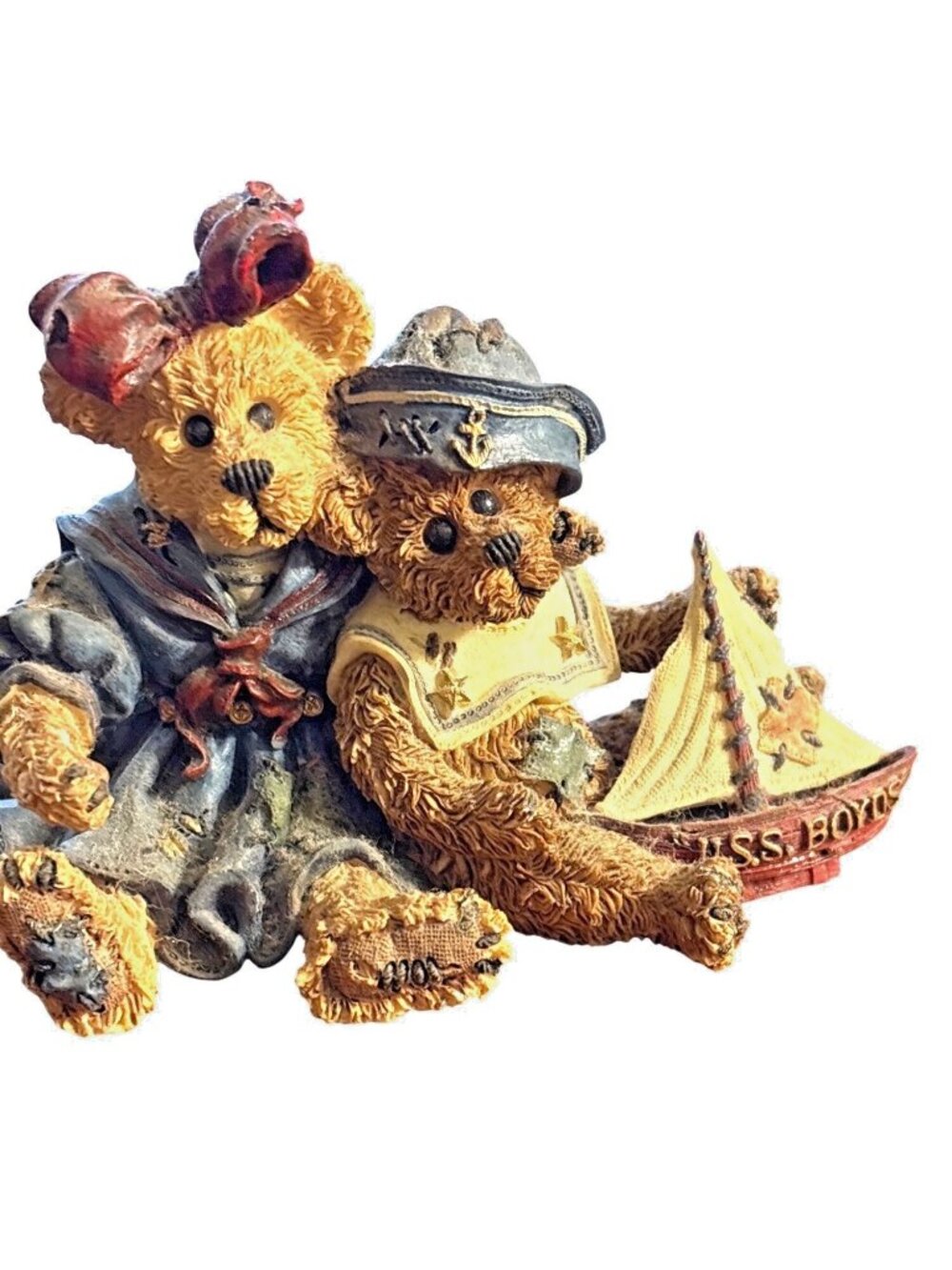 Vintage Boyds Bears & Friends Nautical Mates Figurine Elvira & Fitzbruin & Boat